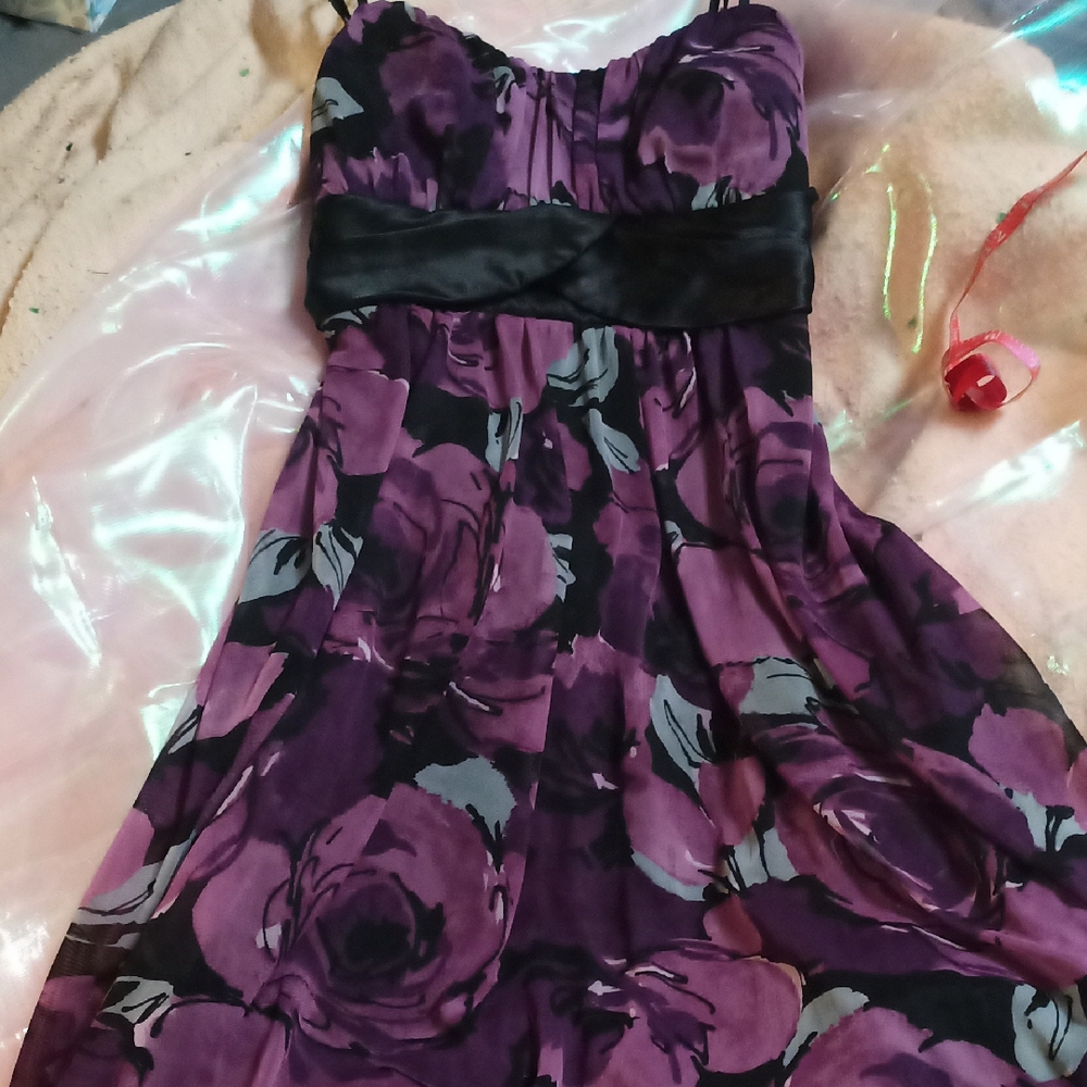 Floral Purple and Black Medium Ruby Rox Dress